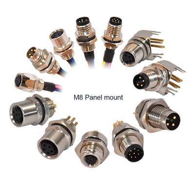 품질  3 4 5 6 8 12pins M8 Panel Mount Waterproof Connector Connector With PCB Solder Tail 공장