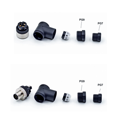 비 Ｄ 코드 3일부터 17일까지 핀 M12 연결기는 남자 여성 플라스틱 합금 집회를 방수 처리합니다