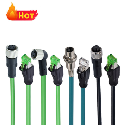 M12에서 RJ45 방수 연결 3-17 핀 A B C D X 코드 남성 여성