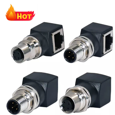M12에서 RJ45 이더넷 커넥터 남성 여성 IP67 방수 3-17 핀