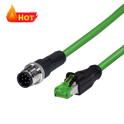 IP68 M12 X-Code to RJ45 Cat6 이더넷 케이블 1미터