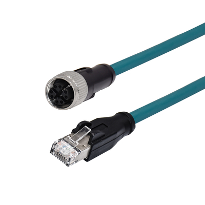M12 X 코드 8 핀 남성 방수 RJ45 이더넷 케이블 Cat 6