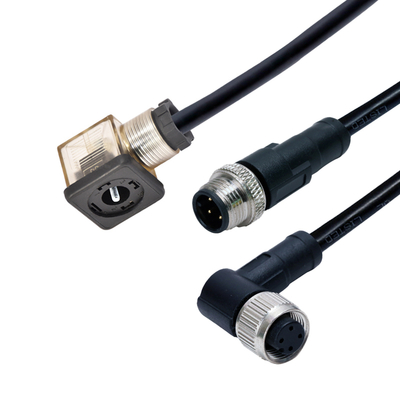 M12에서 솔레노이드 밸브 커넥터 IP67 방수 DIN 43650 A B C 타입