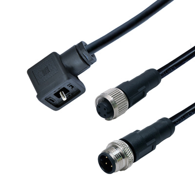 M12에서 솔레노이드 밸브 커넥터 IP67 방수 DIN 43650 A B C 타입