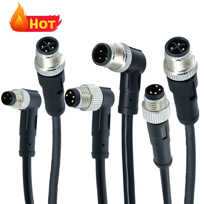 M12 남성에서 M8 남성 방수 커넥터 IP67 IP68 청동 접촉
