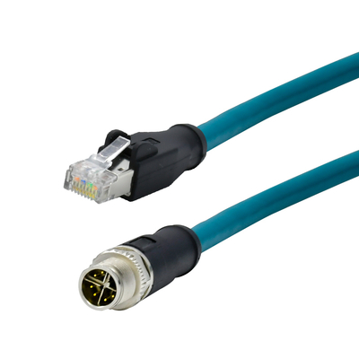 M12 X 코드-RJ45 Cat6 어댑터 10Gbps 방수 IP67
