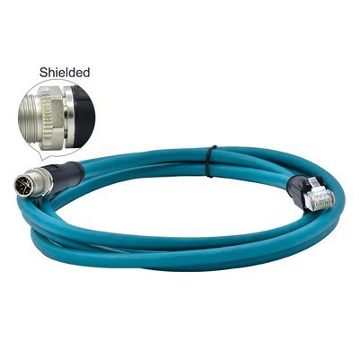 M12 X 코드-RJ45 Cat6 어댑터 10Gbps 방수 IP67