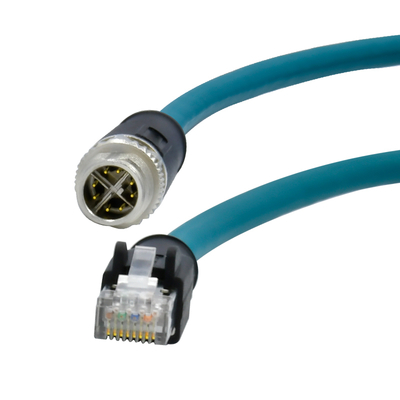 M12 8 핀 X 코딩 남성에서 RJ45 기가 비트 이더넷 케이블 IP67