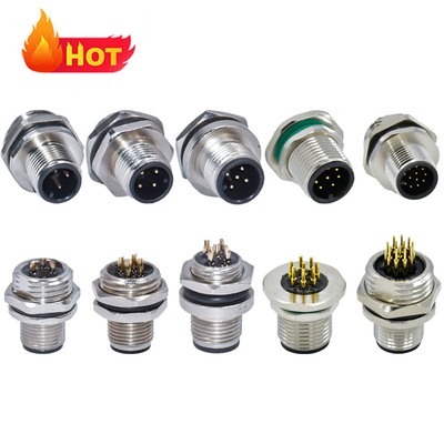 M12 방수 커넥터 남성 여성 3-17 핀 IP67 IP68 DIN