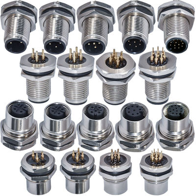 M12 A 코드 방수 커넥터 3-17 핀 IP67/IP68 DIN 패널 마운트