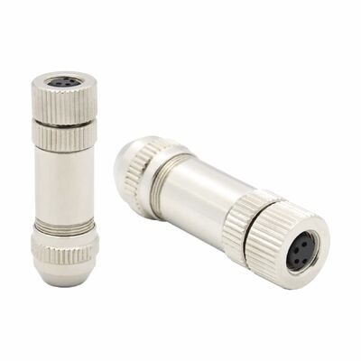 M8 금속 필드 와이어 나사 연결 방패 3Pin 4Hole IP67 자동차 남성 응용을위한 방수 케이블 플러그