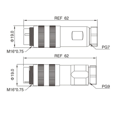 센서 응용프로그램을 위한 IP67 방수 전기적 원형 바줄 성형 조립품 5p/6p/7pin M16 연결기