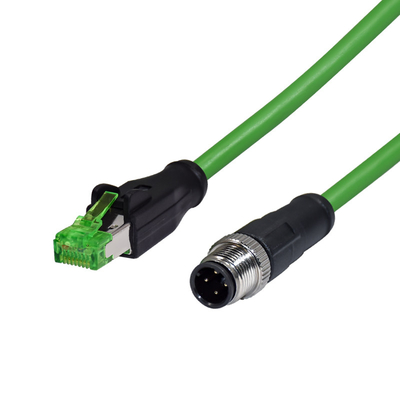 M12 연결기로 RJ45 Ethernet 케이블 RJ45 패치 코드에 M12 D-코드화되 치르트룰러를 방수 처리하세요