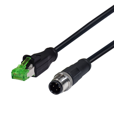 M12 연결기로 RJ45 Ethernet 케이블 RJ45 패치 코드에 M12 D-코드화되 치르트룰러를 방수 처리하세요