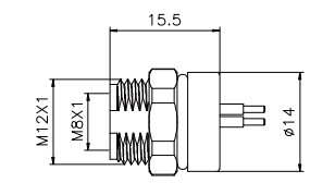 프론트 마운팅 M8 방수 커넥터 말레 3 핀 곧은 패널 리셉터클커넥터