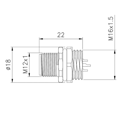공장 자동화 A 코드 반전마운트 연결기 M12 4 핀 방수