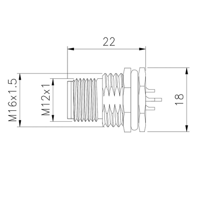 자동을 위한 B 부호 M12 방수 연결관 4p 남성 정면 Ip67 PA66 1.5A