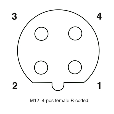 자동을 위한 B 부호 M12 방수 연결관 4p 남성 정면 Ip67 PA66 1.5A