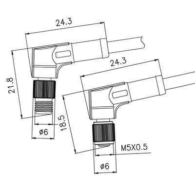 코드 당 M5 순환 방수 커넥터 직각 PVC는 주택을 표현합니다